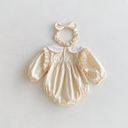 Body/ Vestido Infantil Bege Florzinhas