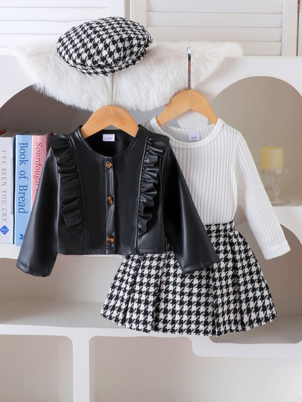Conjunto Infantil Feminino 3 Peças Jaqueta com Sainha