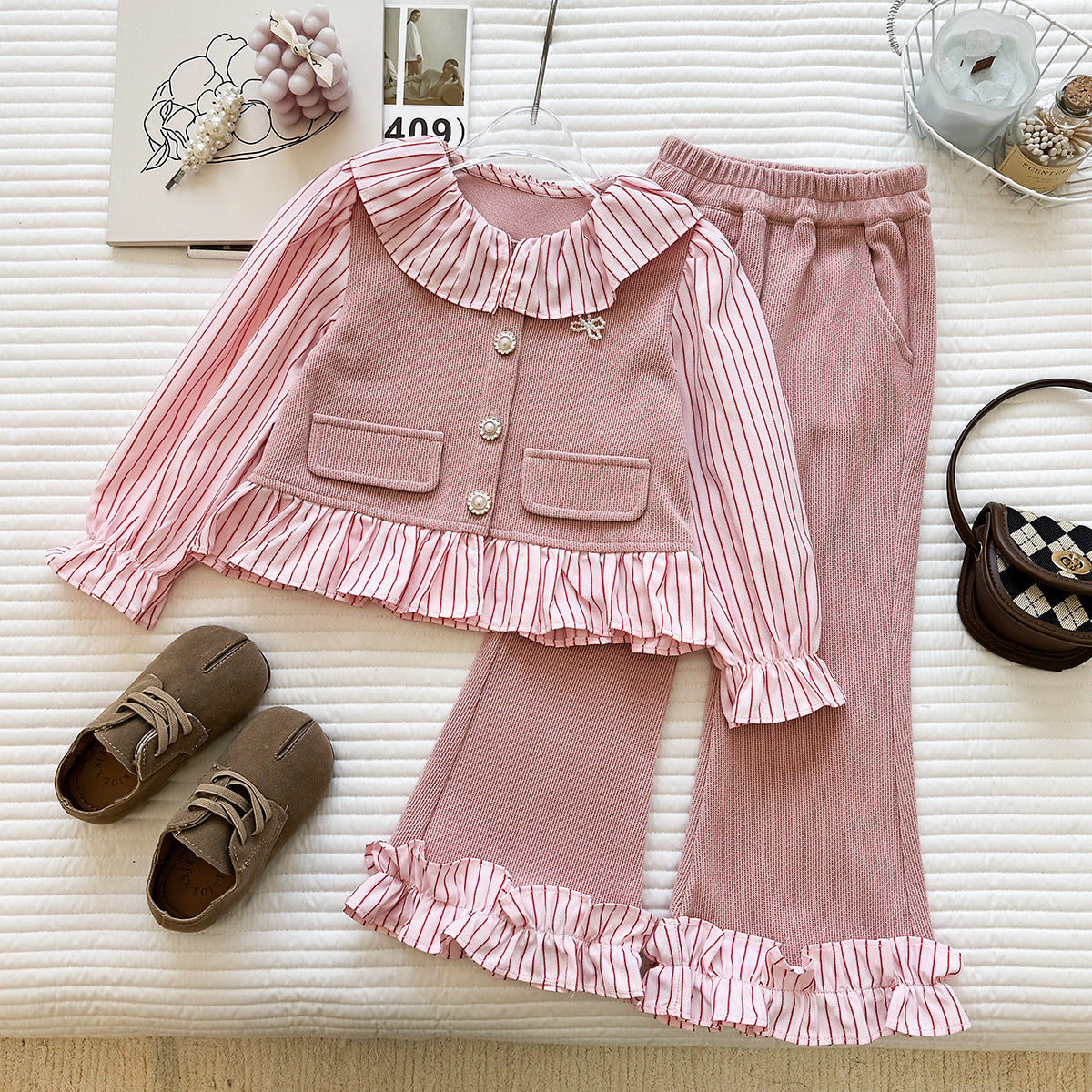 Conjunto Infantil Feminino Babadinhos Botões de Pérolas