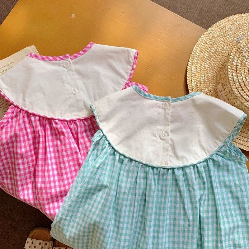 Vestido Infantil Xadrez Sereia