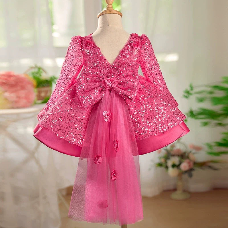 Vestido De Festa Infantil Brilhante Lacinho
