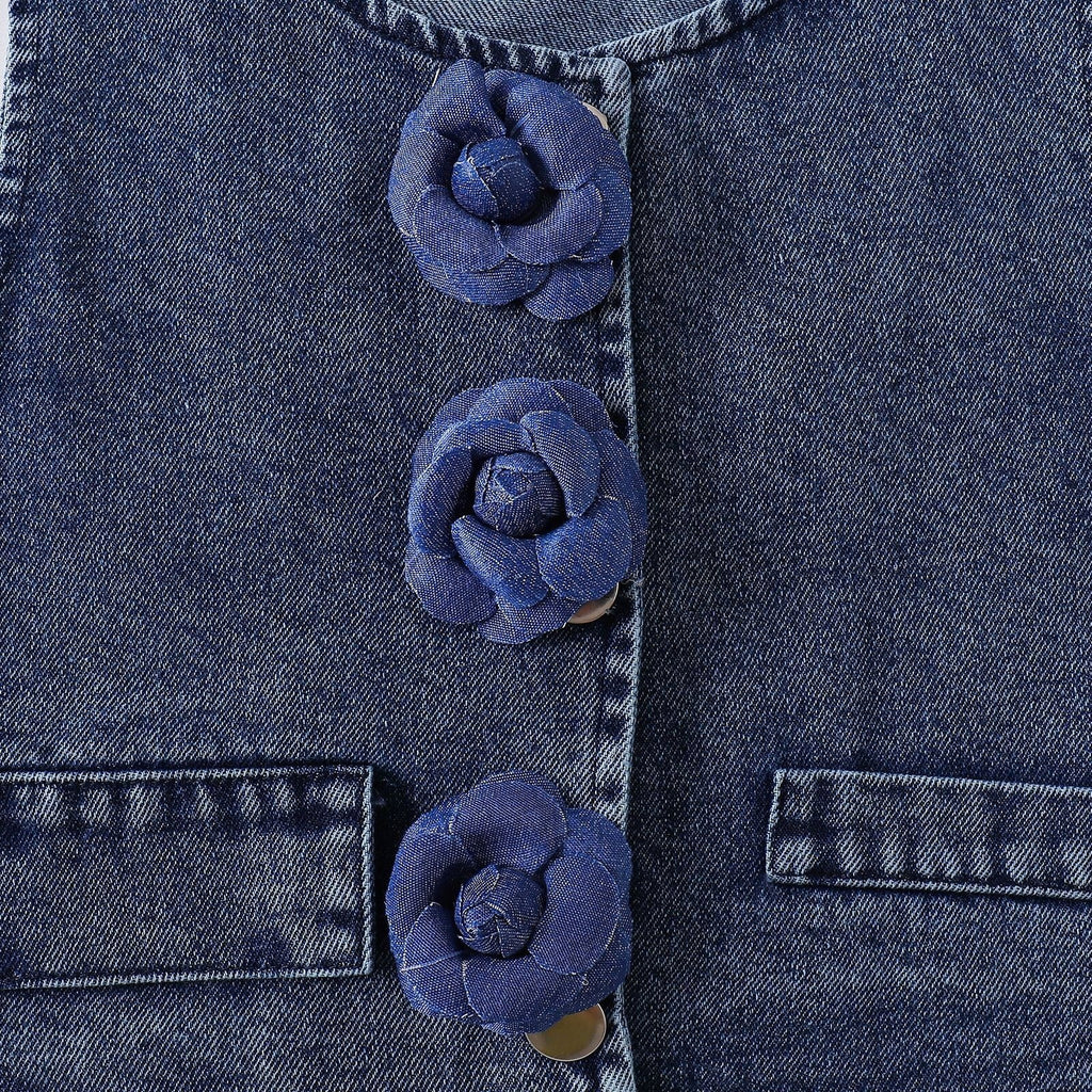 Conjunto Infantil Jeans Florzinha Lacinhos
