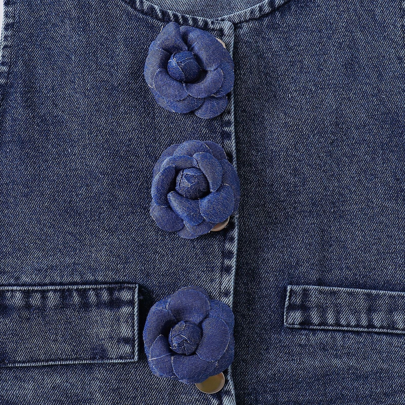 Conjunto Infantil Jeans Florzinha Lacinhos