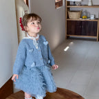 Conjunto Infantil Cardigan Corações + Saia Tule