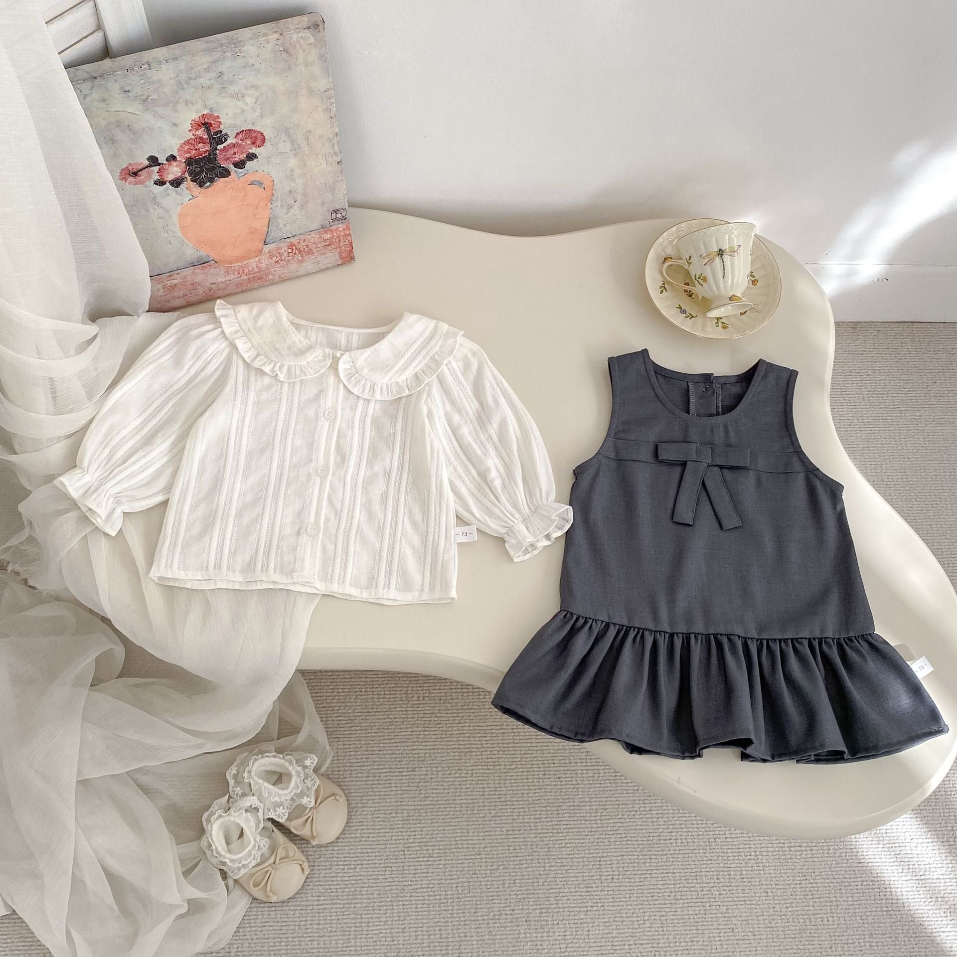 Vestido Infantil + Blusa Branca Golinha