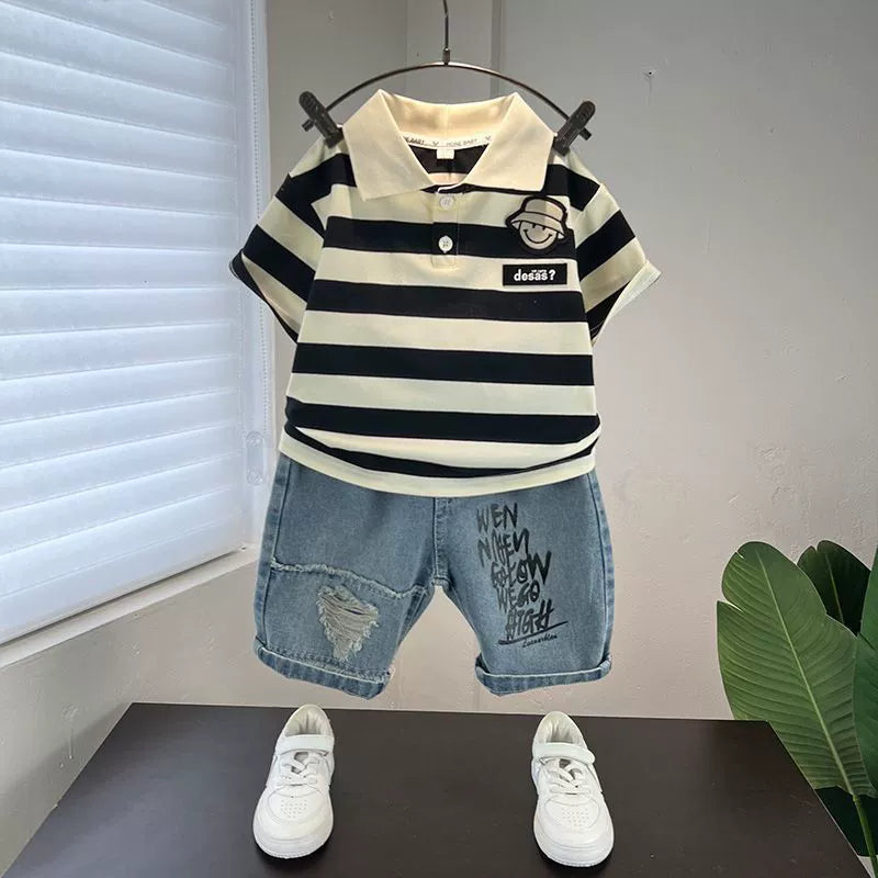 Conjunto Infantil Masculino Lístras e Jeans