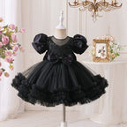 Vestido de Festa Bufante com Laço e Brilhos