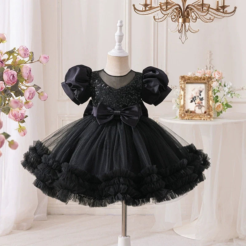 Vestido de Festa Bufante com Laço e Brilhos