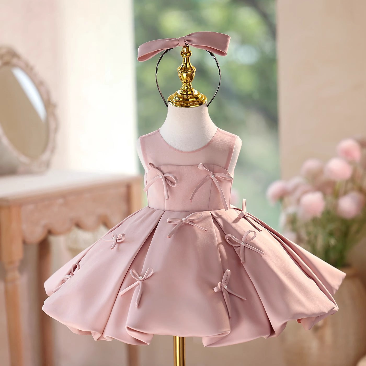 Vestido Infantil Rosa Lacinhos