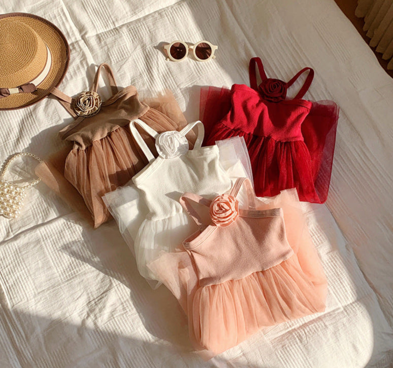 Vestido Infantil Flor com Tule