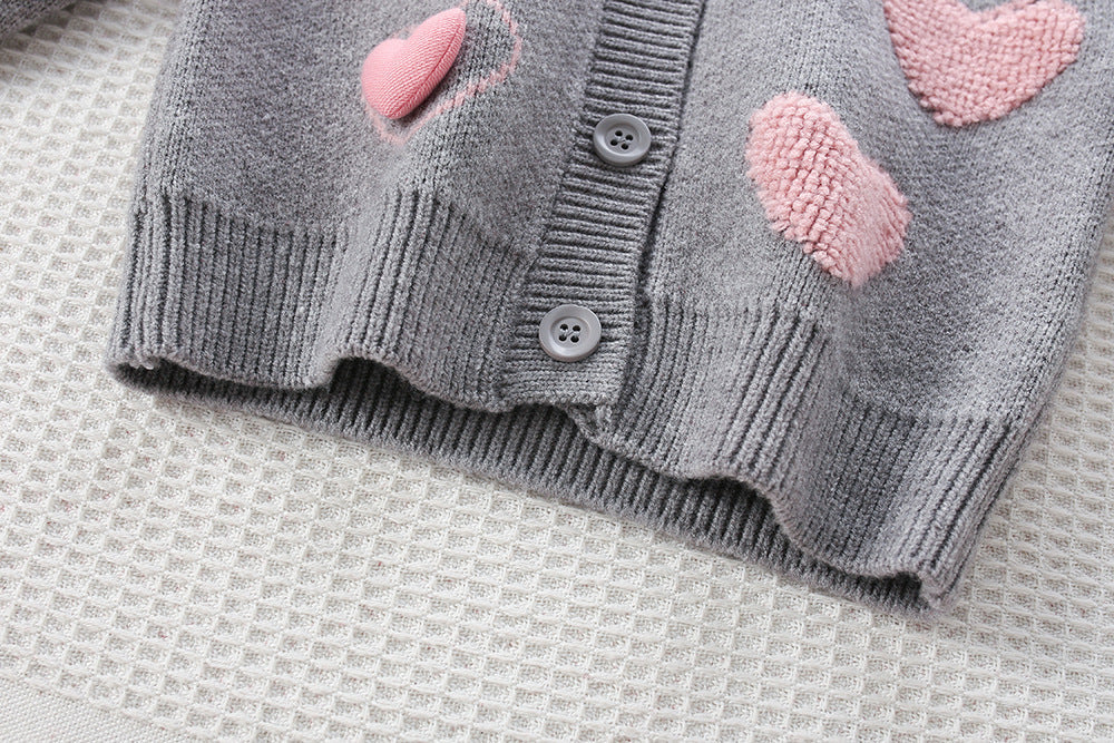 Conjunto Infantil de Tricô Corações
