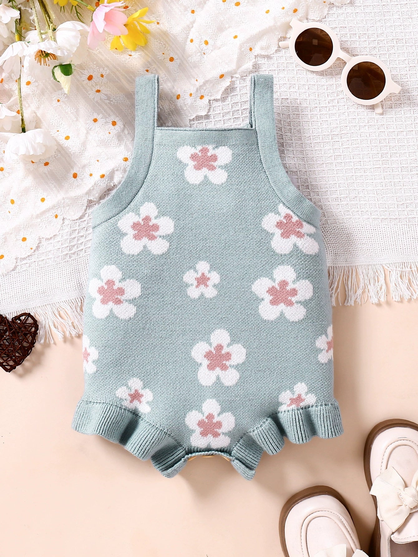 Body Infantil de Tricô Florzinhas