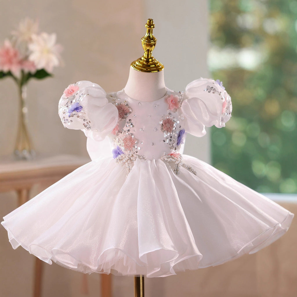 Vestido de Festa Branco Flores