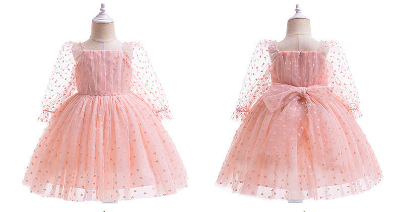 Vestido de Festa Infantil Tule Coraçõeszinhos