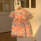 Vestido Infantil de Tule Floral