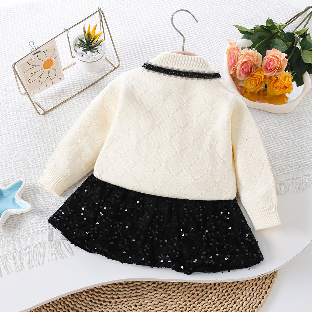Conjunto Infantil Tricô e Brilhos