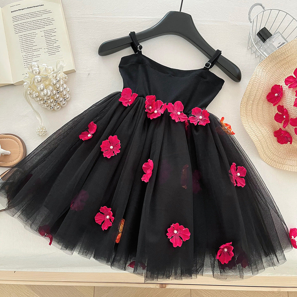 Vestido Infantil Tule com Flores