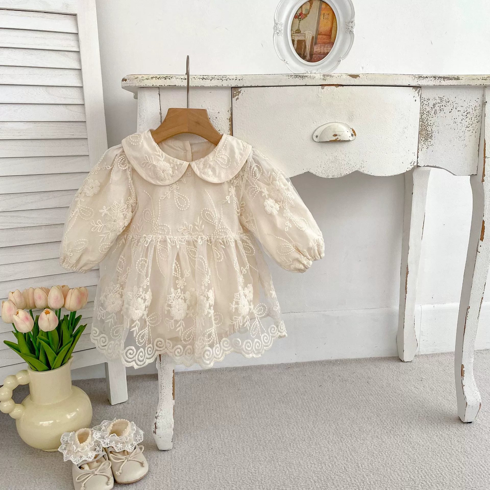 Vestido Infantil Rendado Floral