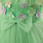 Vestido Infantil Verde Florzinhas e Lacinho