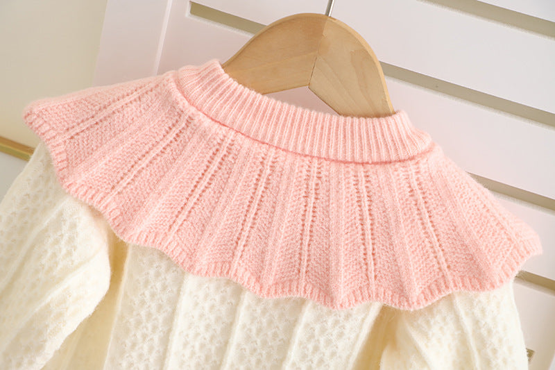 Conjunto Infantil Tricô Laço com Florzinha