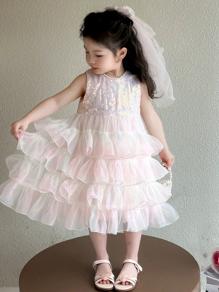 Vestido Infantil Tule Brilhante