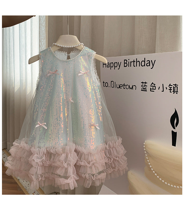 Vestido Infantil Brilhante Lacinhos