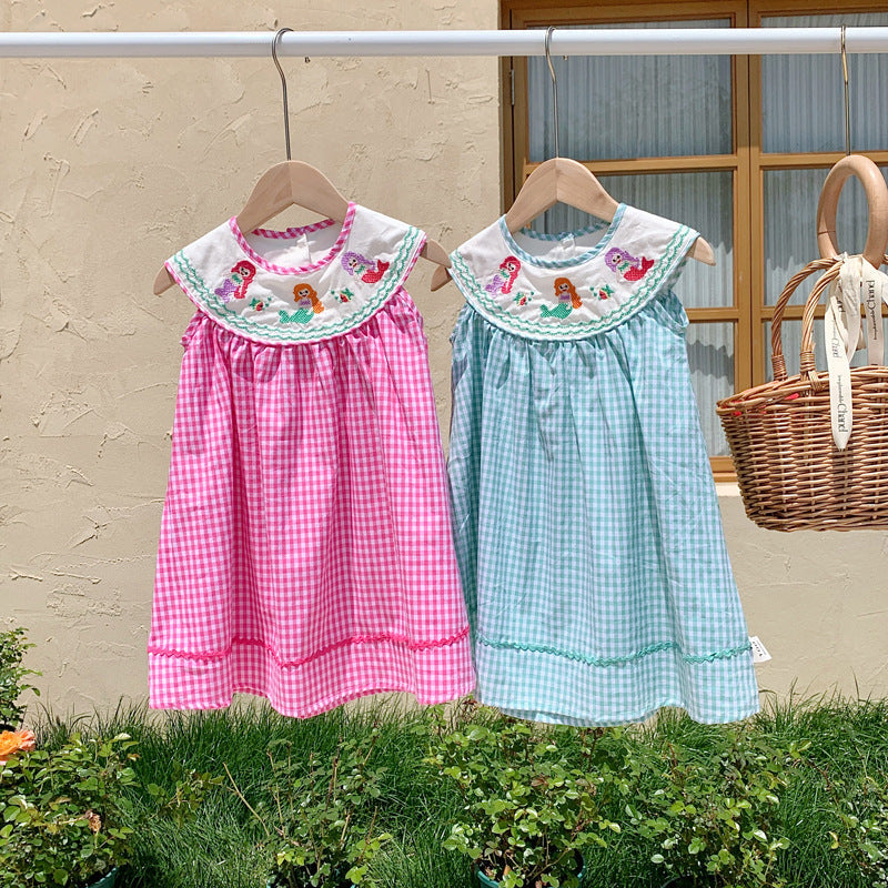 Vestido Infantil Xadrez Sereia