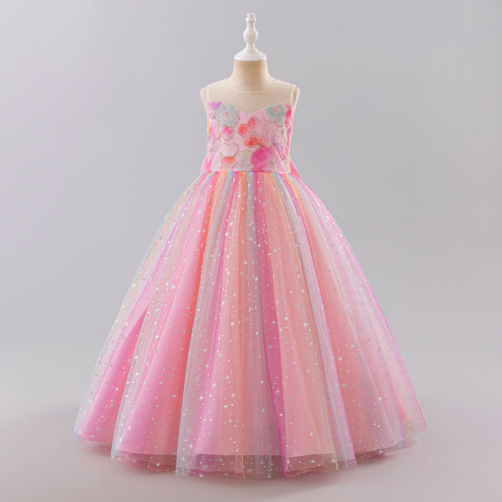 Vestido Infantil de Festa Longo Flores