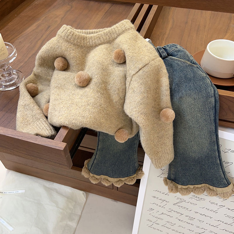 Conjunto Infantil Feminino Inverno Pompom