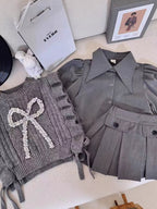 Conjunto Infantil Cinza 3 Peças Lacinho