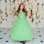 Vestido Infantil Verde Florzinhas e Lacinho
