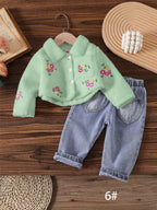 Conjunto Infantil Feminino Florzinhas e Jeans