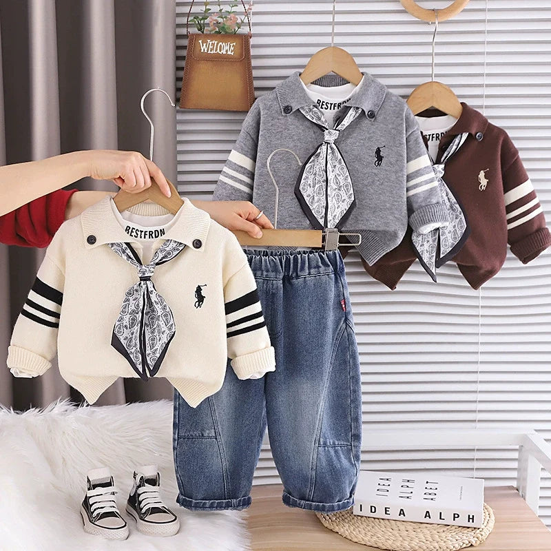 Conjunto Infantil 3 Peças Polo Gravatinha