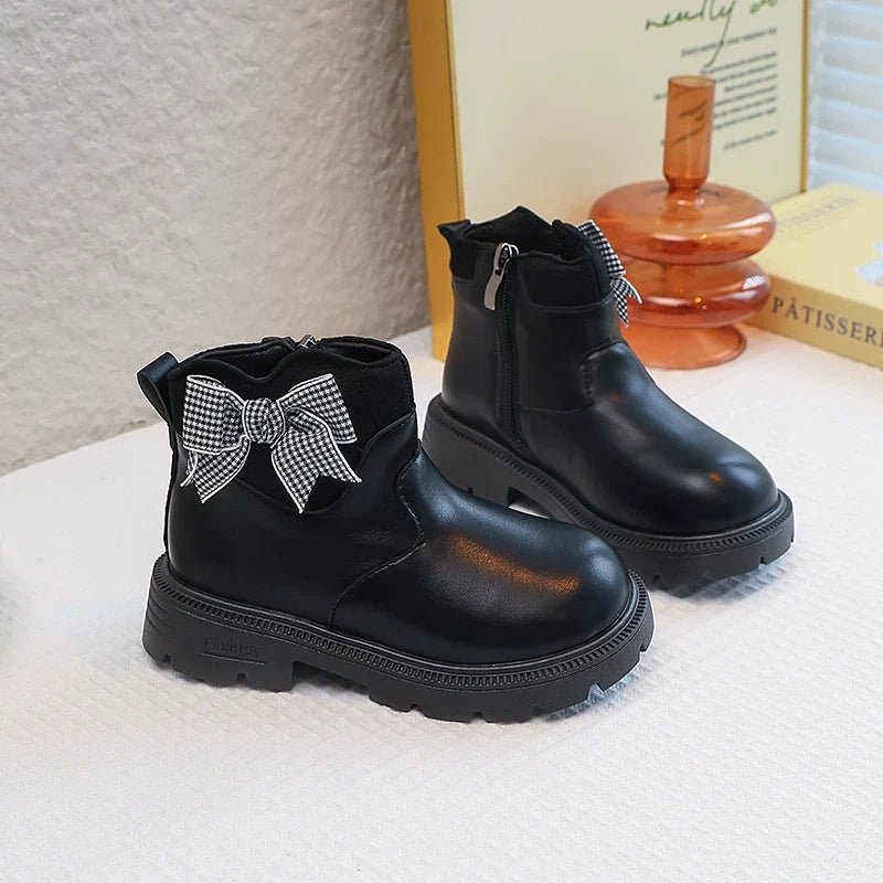 Bota Infantil Feminina Lacinho Xadrez