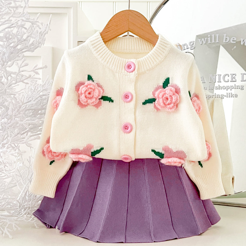 Conjunto Infantil Tricô Mussi Inverno Flores