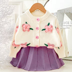 Conjunto Infantil Tricô Mussi Inverno Flores