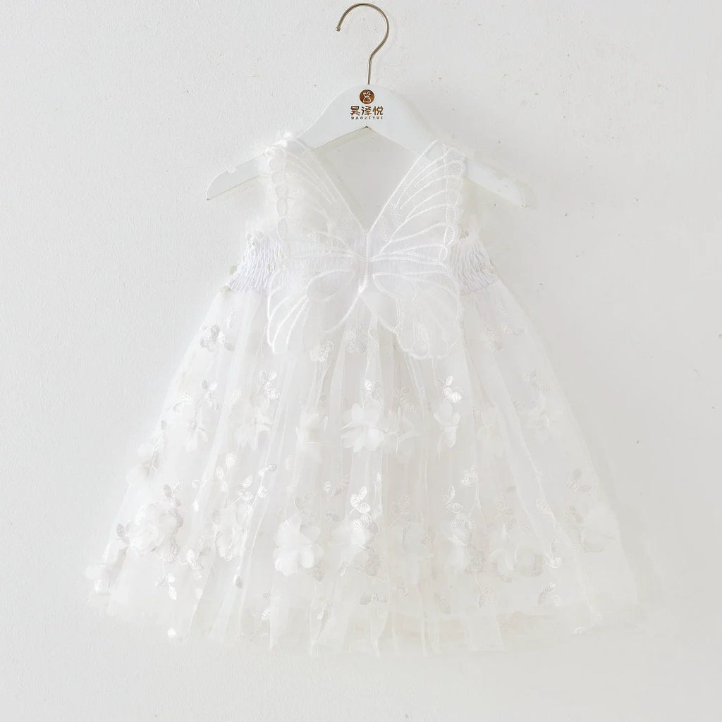 Vestido de Tule Com Flores e Asinha