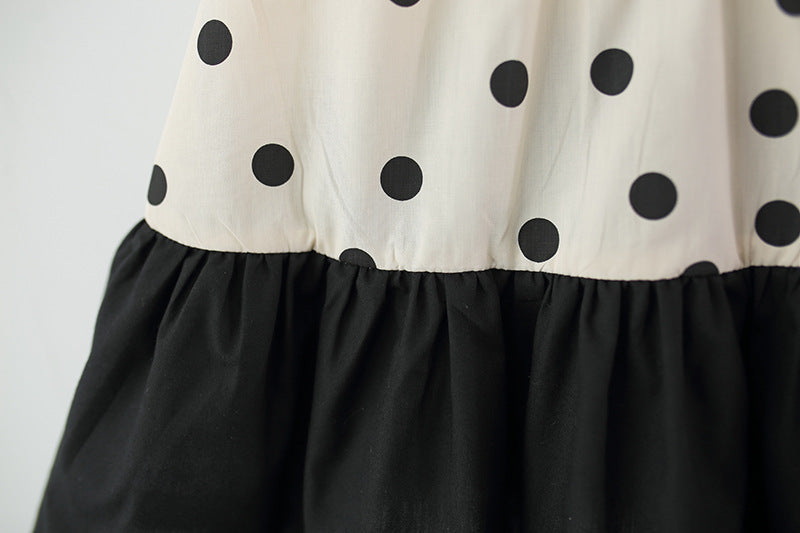 Vestido Infantil Preto Poá com Chapéu