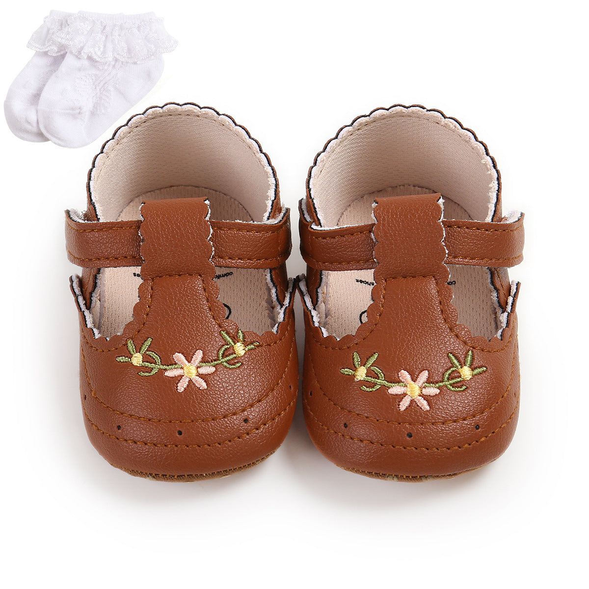 Sapato Infantil Feminino Bordado Florzinhas