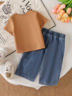 Conjunto Infantil Feminino Jeans Flores