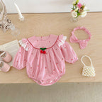 Body/ Vestido Infantil Rosa Cerejinhas