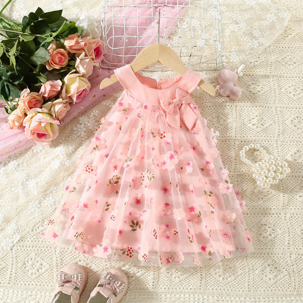 Vestido Infantil Tule Flores