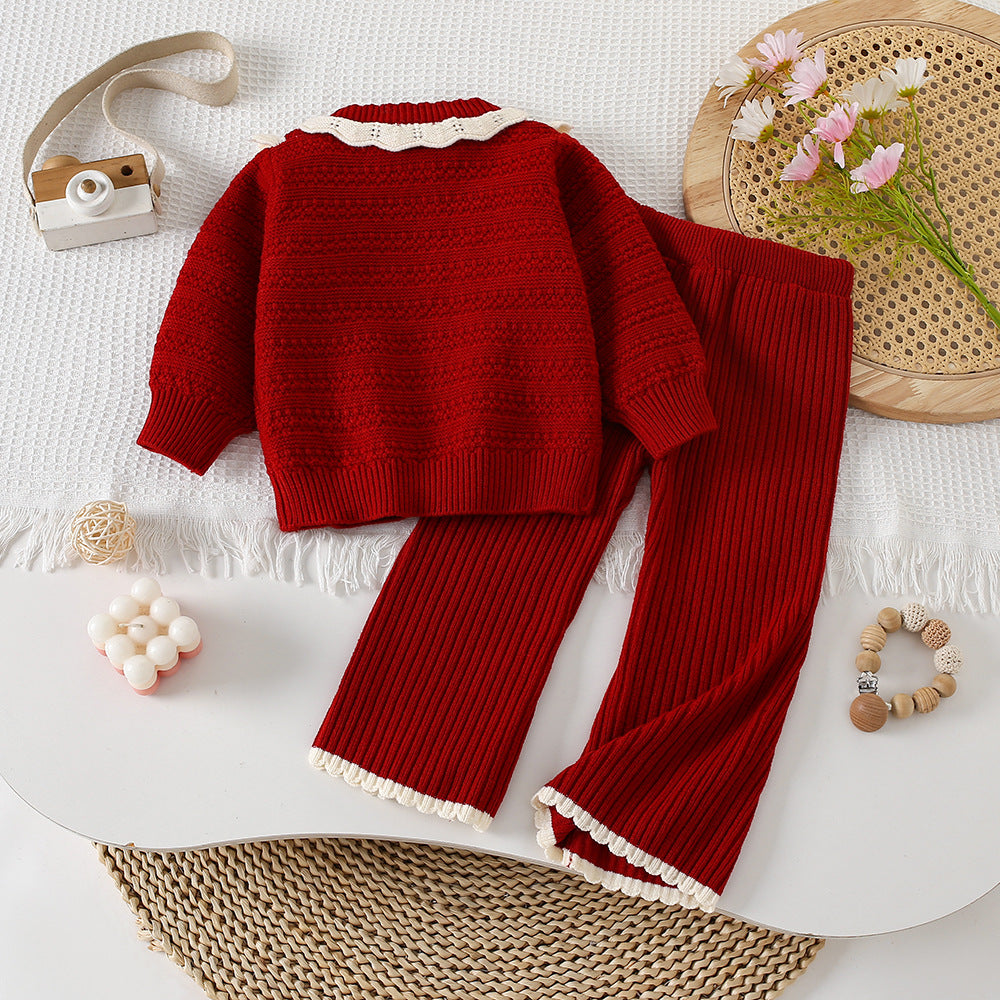 Conjunto Infantil Feminino de Tricô Inverno