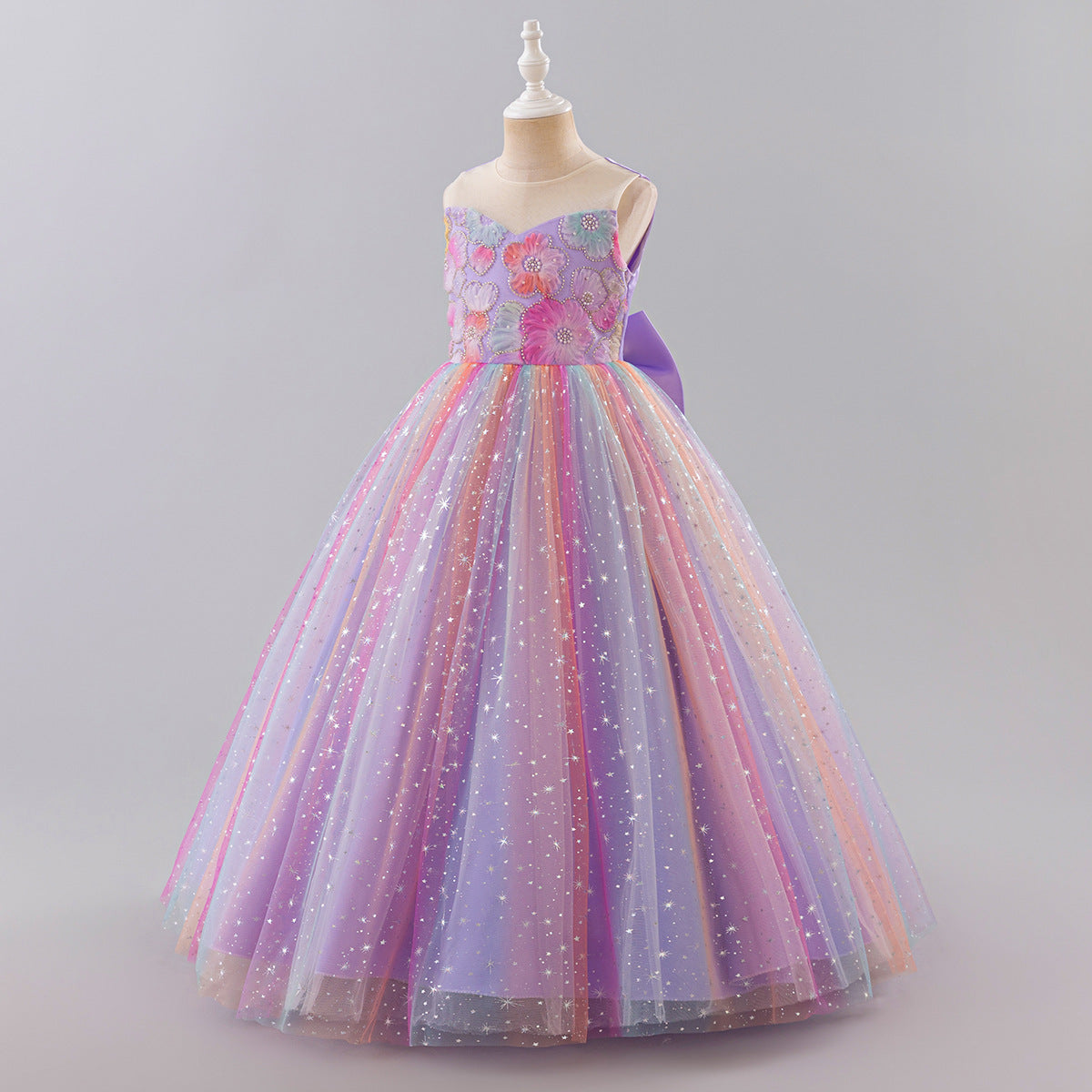 Vestido Infantil de Festa Longo Flores