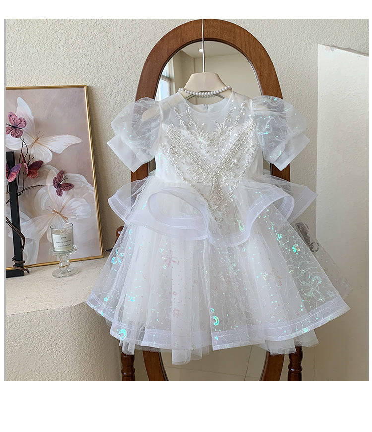 Vestido de Festa Infantil Bordado Brilhantes