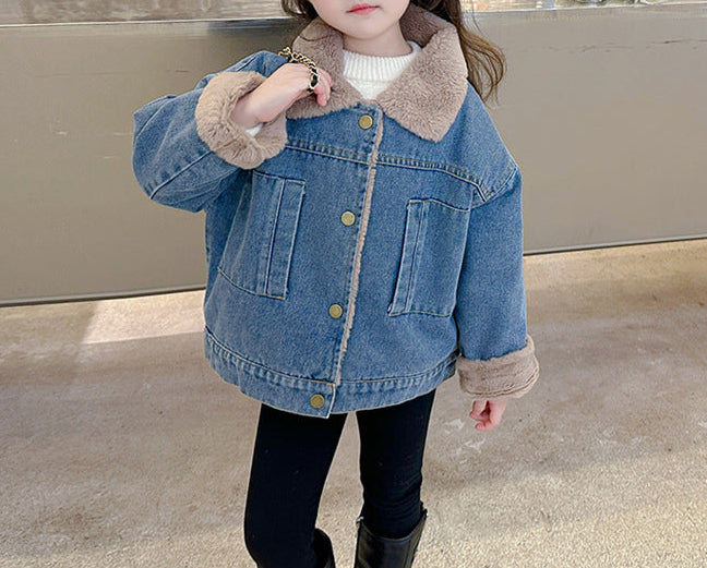 Casaco Infantil Jeans Peludinho
