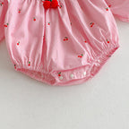 Body/ Vestido Infantil Rosa Cerejinhas