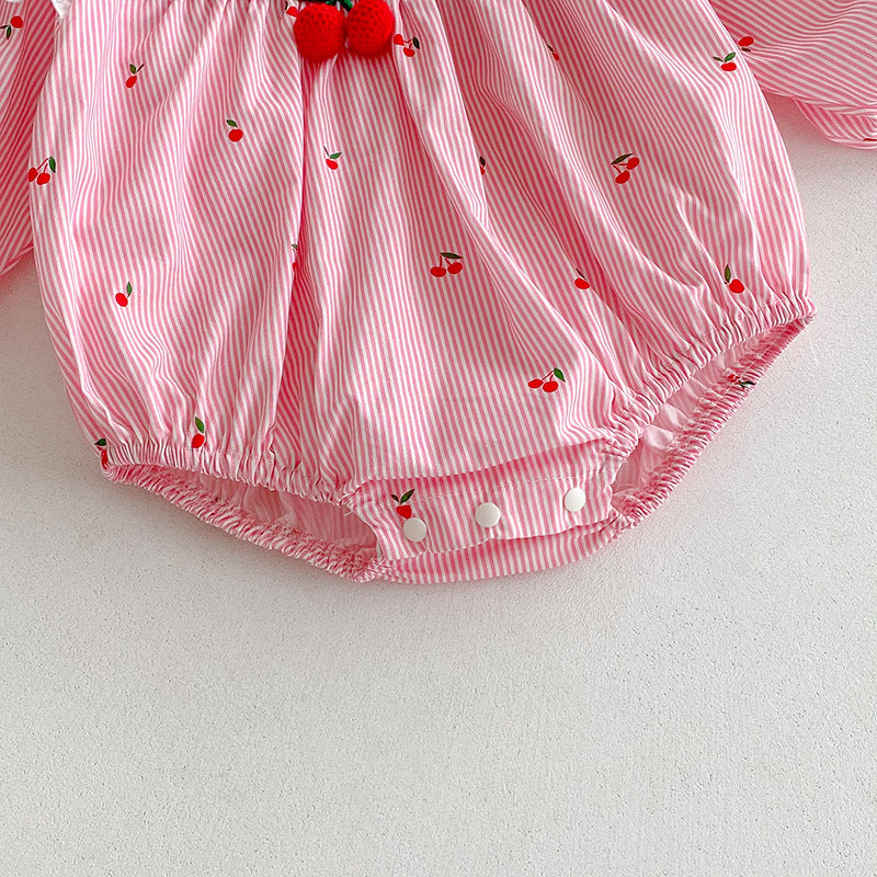 Body/ Vestido Infantil Rosa Cerejinhas