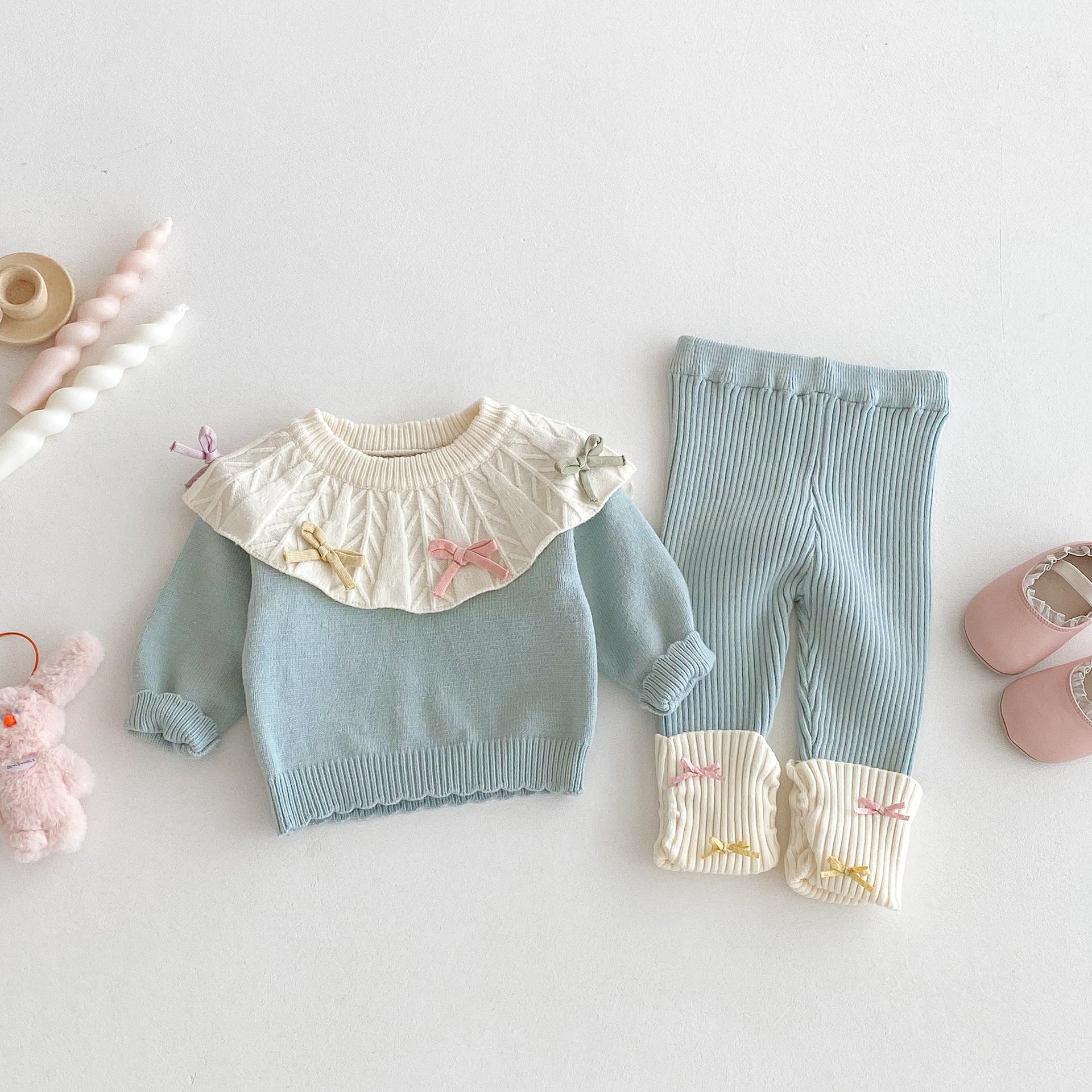 Conjunto Infantil Feminino de Tricô Lacinhos