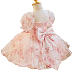 Vestido de Festa  Infantil Floral Lacinho